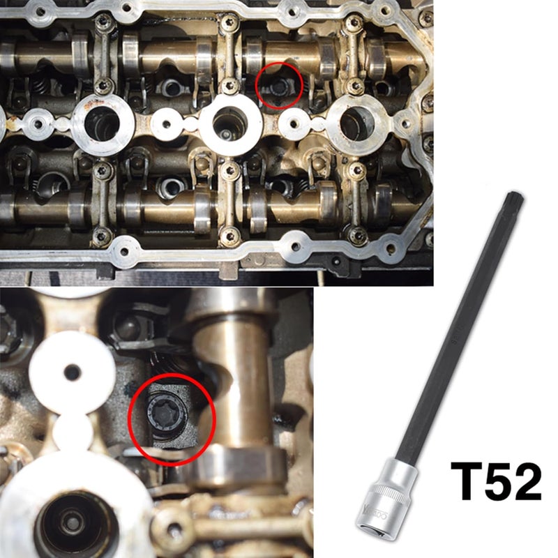 Yuesstloo Cylinder Head Bolt Socket Tool for VW and Audi, T52 Polydrive Head Bolt Socket, 200MM, 6-Point, 1/2" Drive x M10 - Image 4